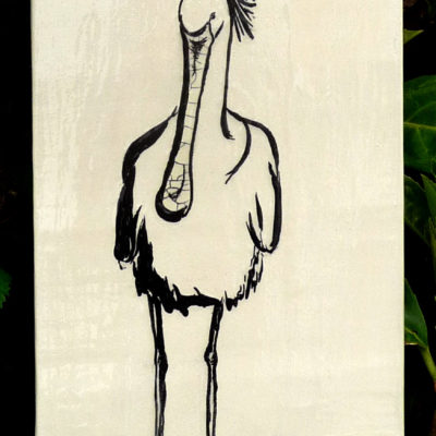 Spatule blanche (tableau céramique, 14 x 38 cm)