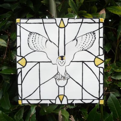 Chouette effraie (tableau céramique 23x23cm), 100€